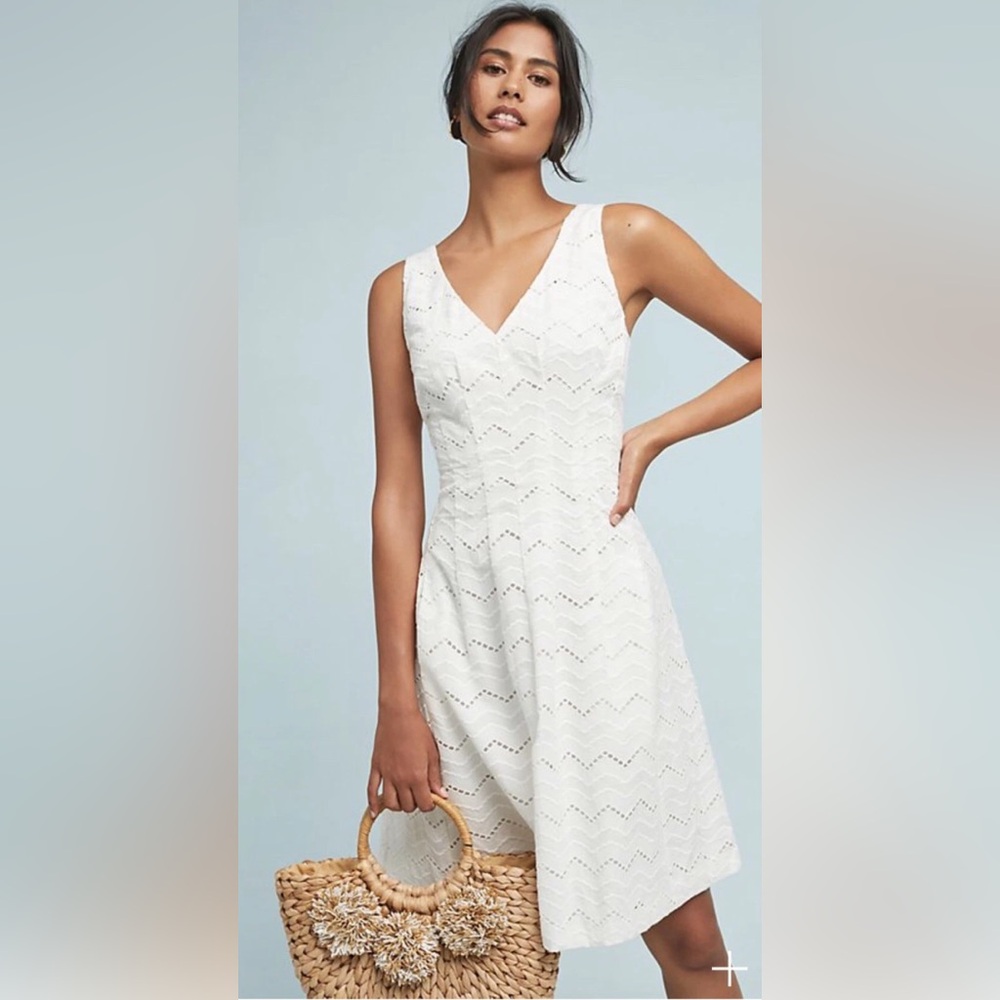 Anthropologie Buvette Floral Dress Tracy Reese White Fit & Flare Size 8